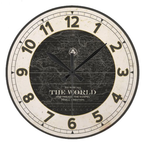 ANTIQUE ATLAS WORLD MAP LARGE CLOCK