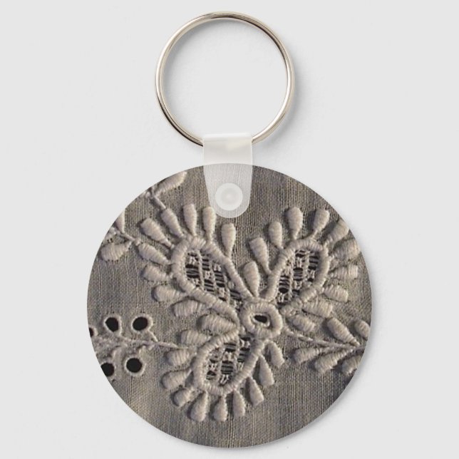 Antique Ayrshire Lace Embroidery Keychain (Front)