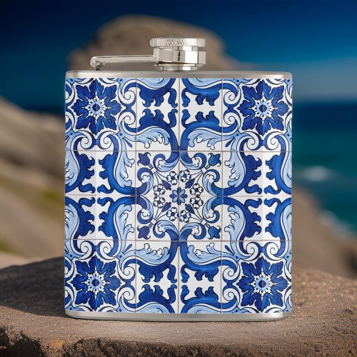 Antique Azulejo Pattern Flask
