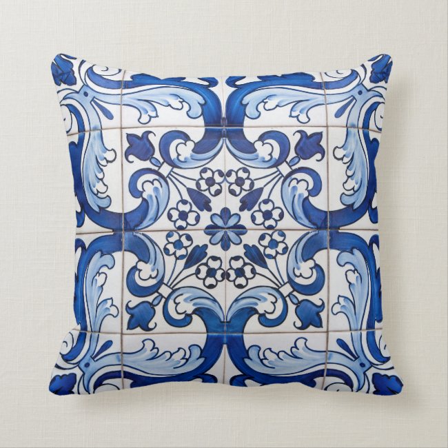 Antique Azulejo Tile Floral Pattern