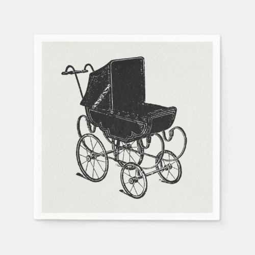 Antique Baby Carriage Art Vintage Stroller Napkins