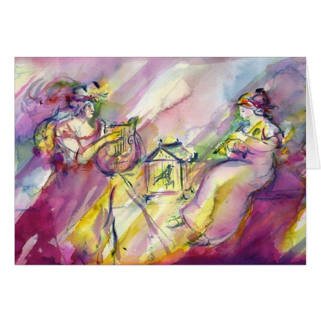 ANTIQUE BACCHANAL SCENE WITH MUSIC CARDS (Front Horizontal)