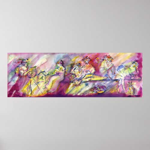 ANTIQUE BACCHANAL SCENE WITH MUSIC POSTER