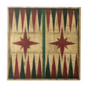 Antique Backgammon Game Board by Ethan Harper Ceramic Tile