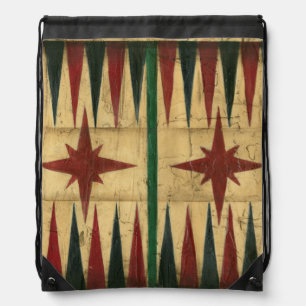 Antique Backgammon Game Board by Ethan Harper Drawstring Bag