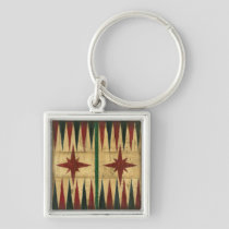 Antique Backgammon Game Board by Ethan Harper Keychain