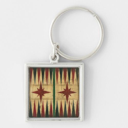 Antique Backgammon Game Board by Ethan Harper Keychain