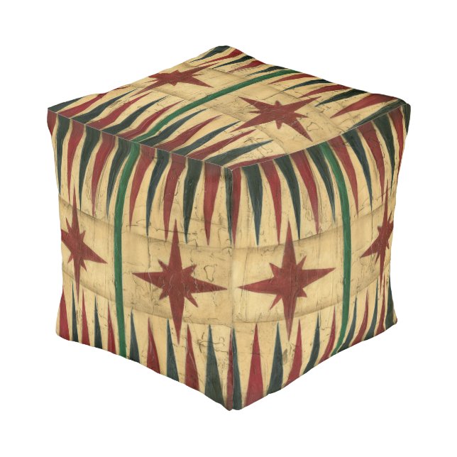 Antique Backgammon Game Board by Ethan Harper Pouf (Angled Front)