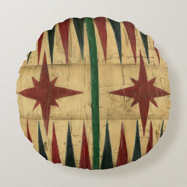 Antique Backgammon Game Board by Ethan Harper Round Pillow (Front)