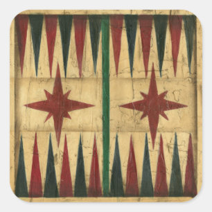 Antique Backgammon Game Board by Ethan Harper Square Sticker