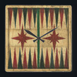 Antique Backgammon Game Board by Ethan Harper Square Wall Clock<br><div class="desc">A painting of an antique backgammon game board,  created by Ethan Harper. The way Harper painted the piece makes it look ancient,  a relic from an almost forgotten time. A perfect gift for the board game enthusiast in your life!</div>