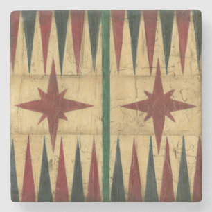 Antique Backgammon Game Board by Ethan Harper Stone Coaster