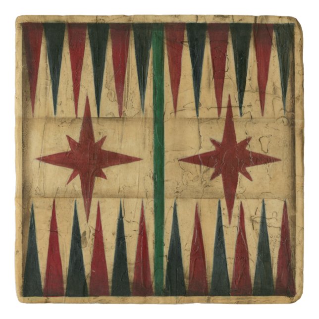 Antique Backgammon Game Board by Ethan Harper Trivet (Front)
