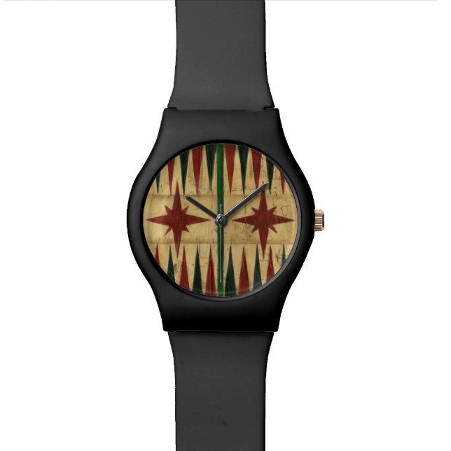 Antique Backgammon Game Board by Ethan Harper Wrist Watch (Close Up)