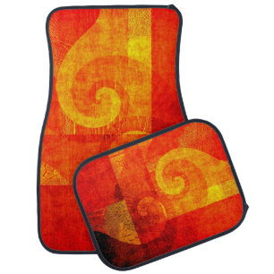 Antique Background Spirals orange Car Mat