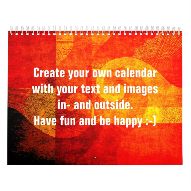 Antique Background Spirals orange + your text & co Calendar (Cover)
