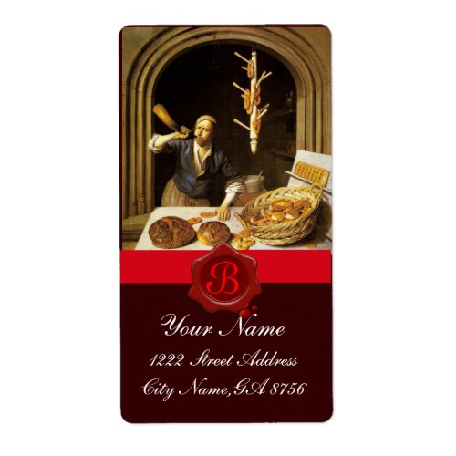 ANTIQUE  BAKER BAKERY BREAD SHOP WAX SEAL MONOGRAM LABEL