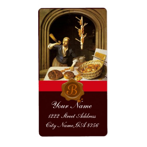 ANTIQUE  BAKER BAKERY BREAD SHOP WAX SEAL MONOGRAM LABEL