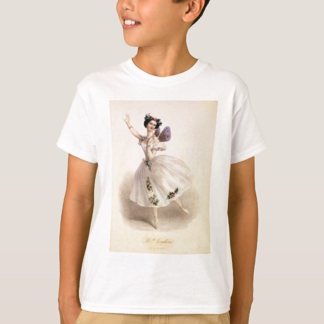 Antique Ballet Ballerina Print Marie Taglioni T-Shirt (Front)