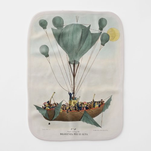 Antique Balloon Air Ship Artwork Baby Burp Cloth
