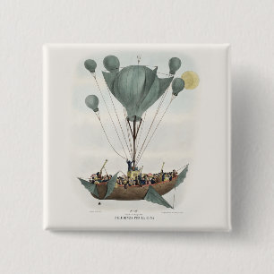 Antique Balloon Air Ship Artwork Button