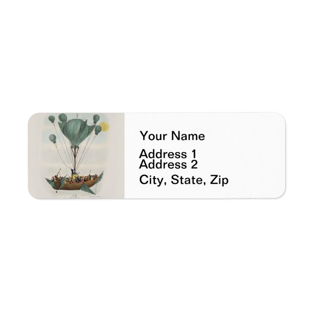 Antique Balloon Air Ship Artwork Label (Front)