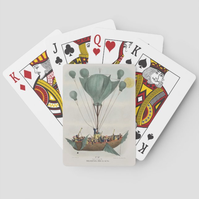 Antique Balloon Air Ship Artwork Poker Cards (Back)