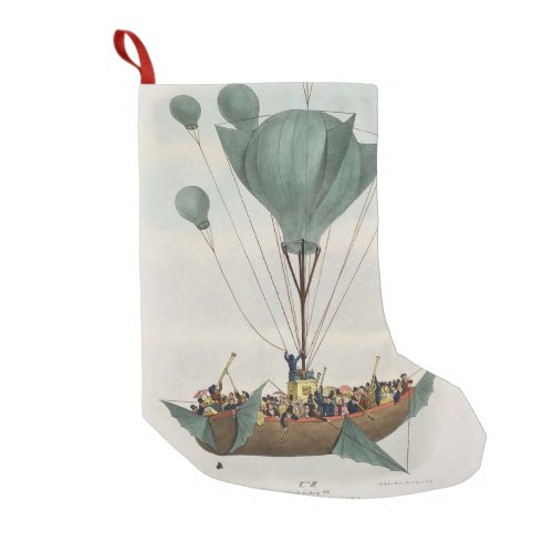 Antique Balloon Air Ship Artwork Small Christmas Stocking
