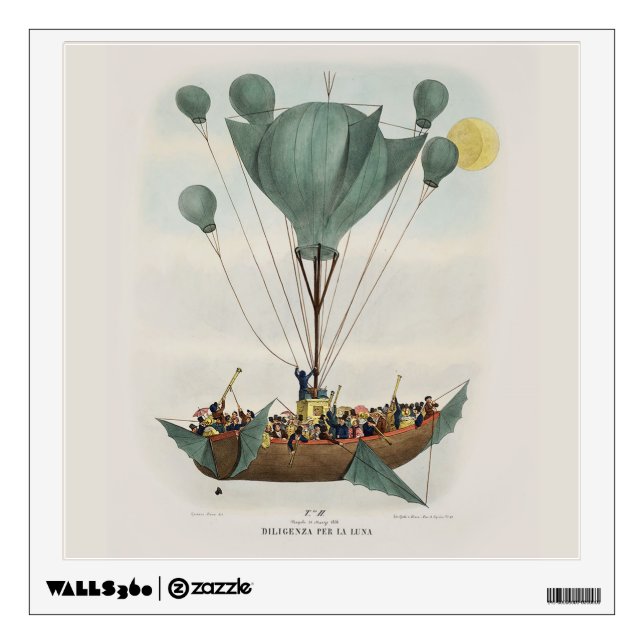 Antique Balloon Air Ship Artwork Wall Decal (Front)