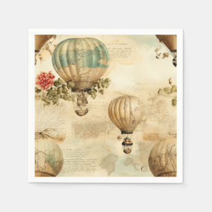 Antique Balloon Peony Botanical Travel Napkins