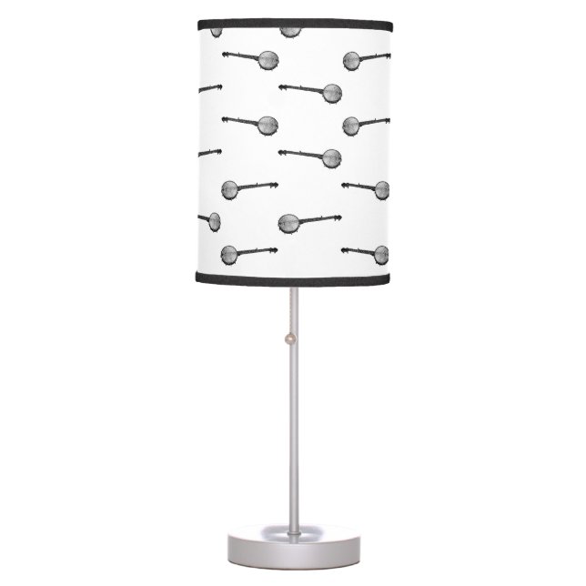 Antique Banjo Art Illustrated CUSTOM BG COLOR Table Lamp (Front)