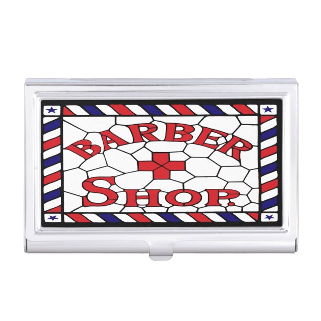 Antique Barbershop Sign Case For Business Cards (Front)