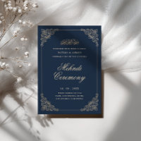 Antique Baroque Frame Navy Blue Mehndi Ceremony