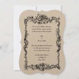 Antique Baroque Rococo Flowers & Grapes Border Invitation