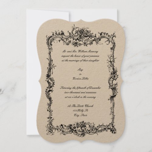 Antique Baroque Rococo Flowers  Grapes Border Invitation