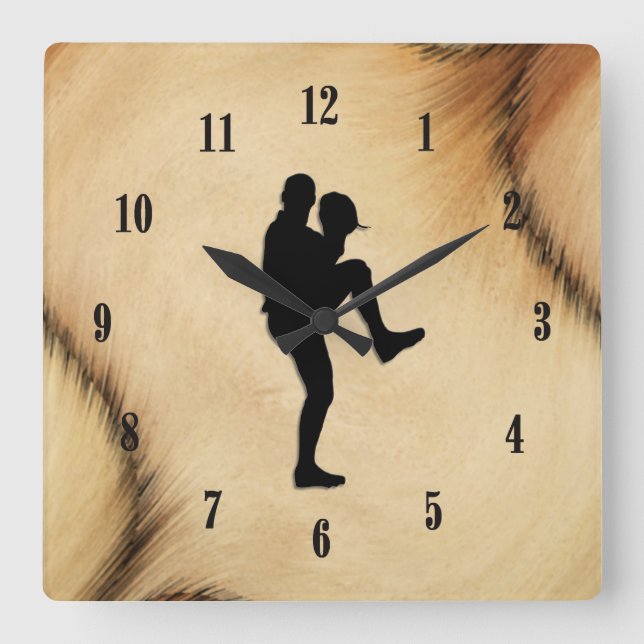 Antique Baseball Player Pitcher Windup Square Wall Clock (Front)