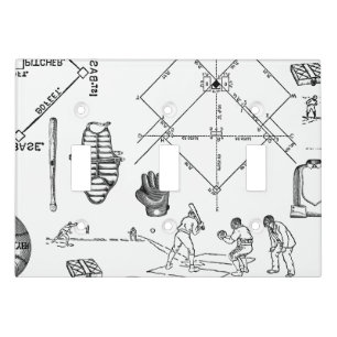 antique baseball players sports vintage light switch cover