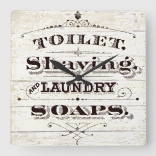 Antique bath square wall clock
