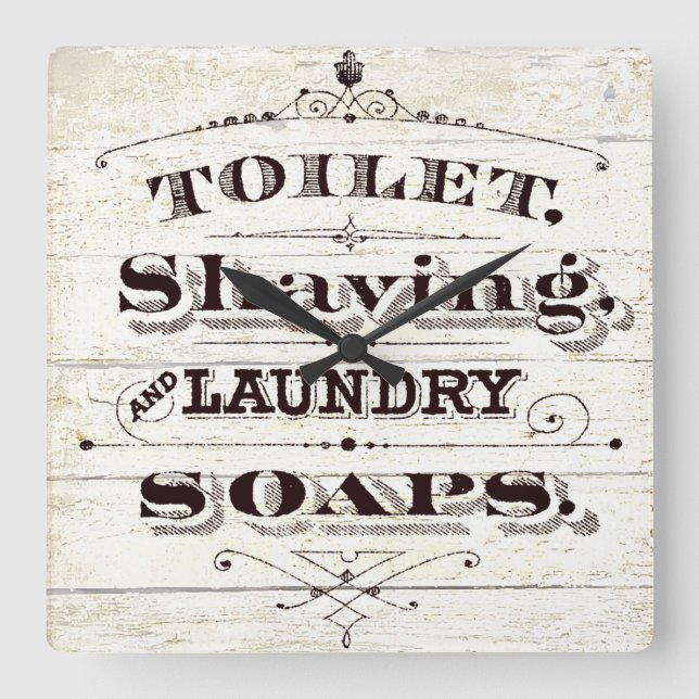 Antique bath square wall clock (Front)