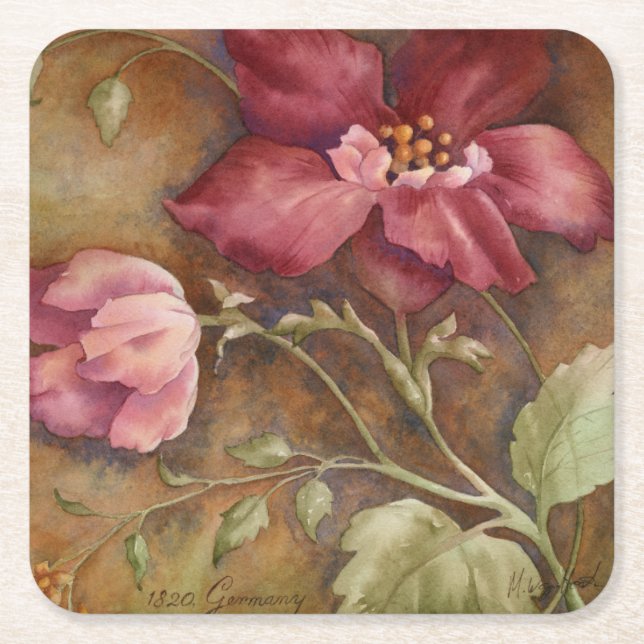 Antique Beauties I Square Paper Coaster (Front)