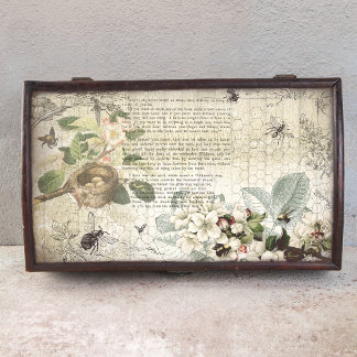 Antique Bee Botanical Ephemera Decoupage Tissue Paper