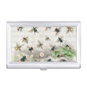 Antique Bee Honey Worker Queen Bees Vintage Business Card Case