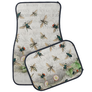 Antique Bee Honey Worker Queen Bees Vintage Car Floor Mat