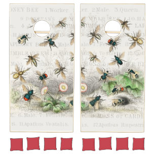 Antique Bee Honey Worker Queen Bees Vintage Cornhole Set