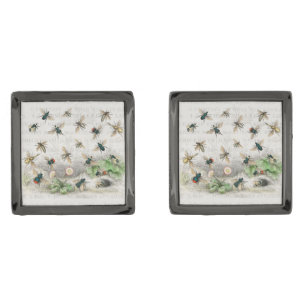 Antique Bee Honey Worker Queen Bees Vintage Cufflinks