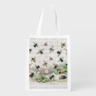 Antique Bee Honey Worker Queen Bees Vintage Grocery Bag