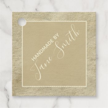 Antique Beige Canvas Look Custom Branding Favor Tags by camcguire at Zazzle