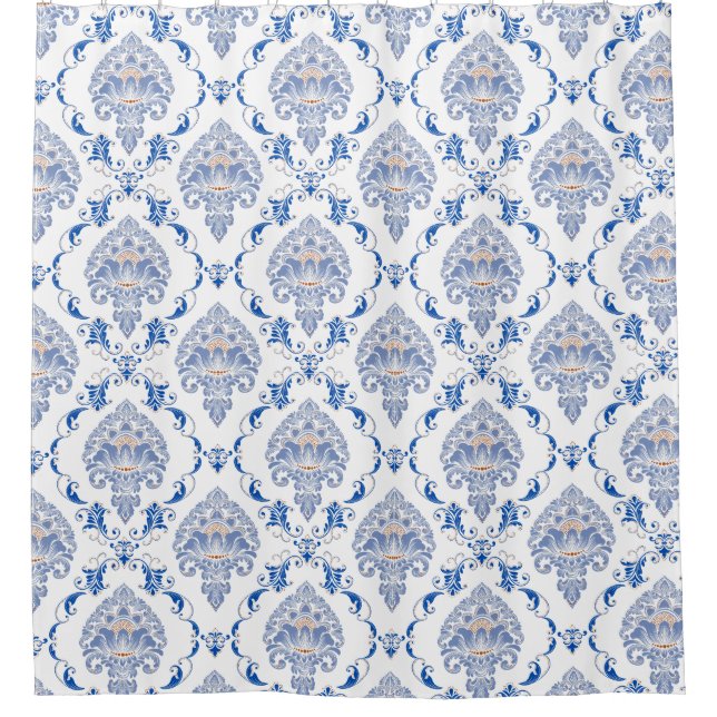 Antique believer cobalt blue and white Victorian   Shower Curtain (Front)