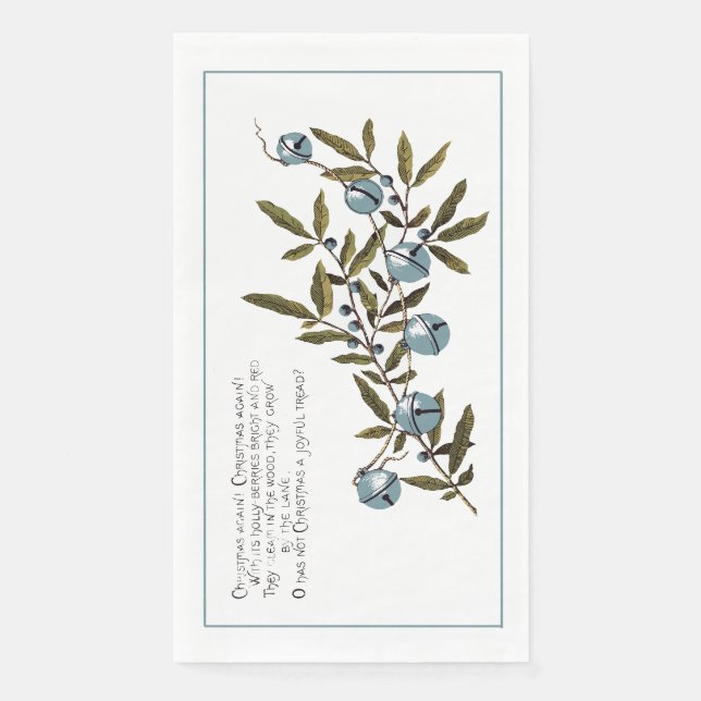 Antique Bells and Blueberries Greeting L.Prang Co. Paper Guest Towels (Front)