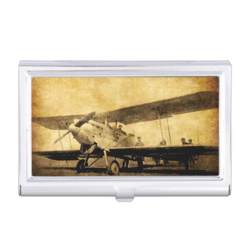 Antique Bi_Plane Business Card Holder